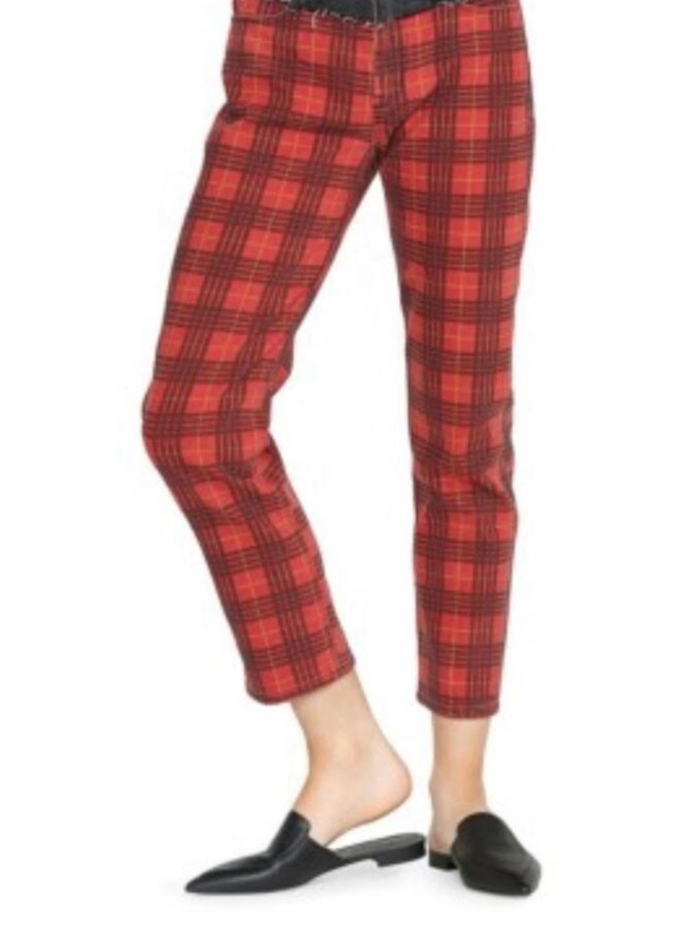 NWT 1741 Hudsons High Rise 28 Bettie
Taper Red/ Black Plaid Jeans